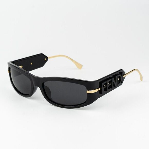 Fendi SHADOW Women Sunglasses Oval Black Smoke Grey FE40120I 01A BRAND NEW